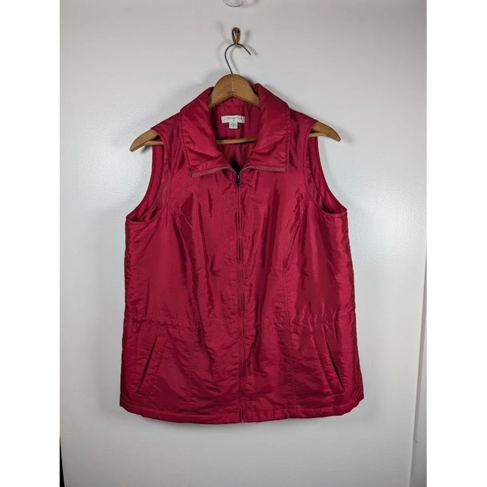 Coldwater Creek Vest Size XL Women Lightweight Drawstring Outdoor Layer Warm Red